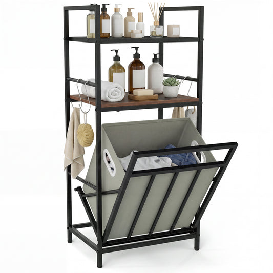 2-Tier Laundry Hamper, Tilt-Out Basket, Black Laundry Baskets Black at Gallery Canada