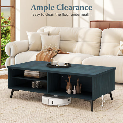 Mid Century Modern Coffee Table, 2-Tier Storage Shelves, Blue Coffee Tables at Gallery Canada