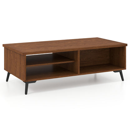 2-Tier Mid Century Modern Coffee Table, Walnut, Storage Shelves Coffee Tables at Gallery Canada