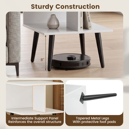 2-Tier Mid Century End Table, Metal Legs, White End & Side Tables at Gallery Canada