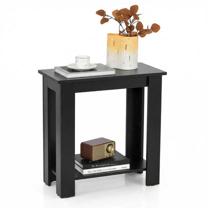 2-Tier Modern Compact End Table with Storage Shelf, Black Living Room Black at Gallery Canada
