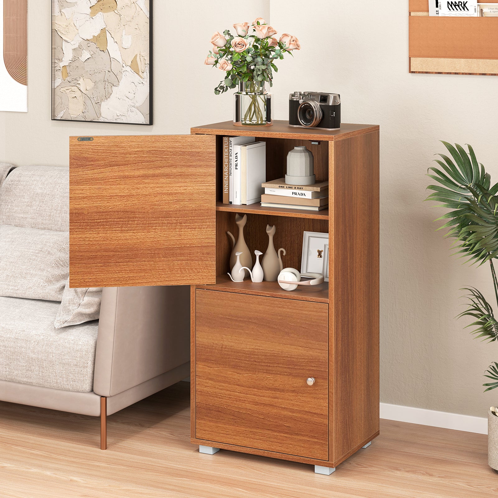 2-Tier Nightstand With Drawer And Open Shelf, Walnut End & Side Tables at Gallery Canada