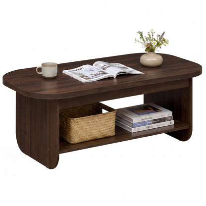 2-Tier Oval Coffee Table, Mid Century, Walnut Coffee Tables at Gallery Canada