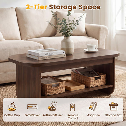 2-Tier Oval Coffee Table, Mid Century, Walnut Coffee Tables at Gallery Canada
