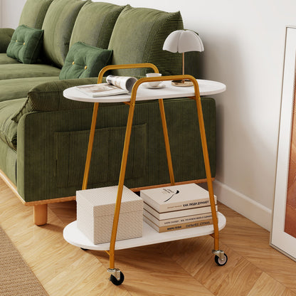 2-Tier Rolling End Table, Faux Marble, White End & Side Tables at Gallery Canada