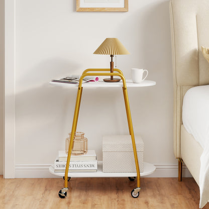 2-Tier Rolling End Table, Faux Marble, White End & Side Tables at Gallery Canada