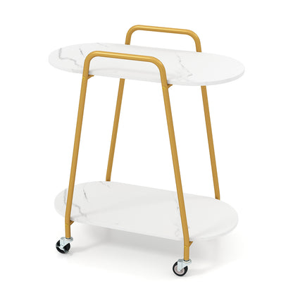 2-Tier Rolling End Table, Faux Marble, White End & Side Tables White at Gallery Canada