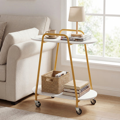 2-Tier Rolling End Table, Faux Marble, White End & Side Tables at Gallery Canada