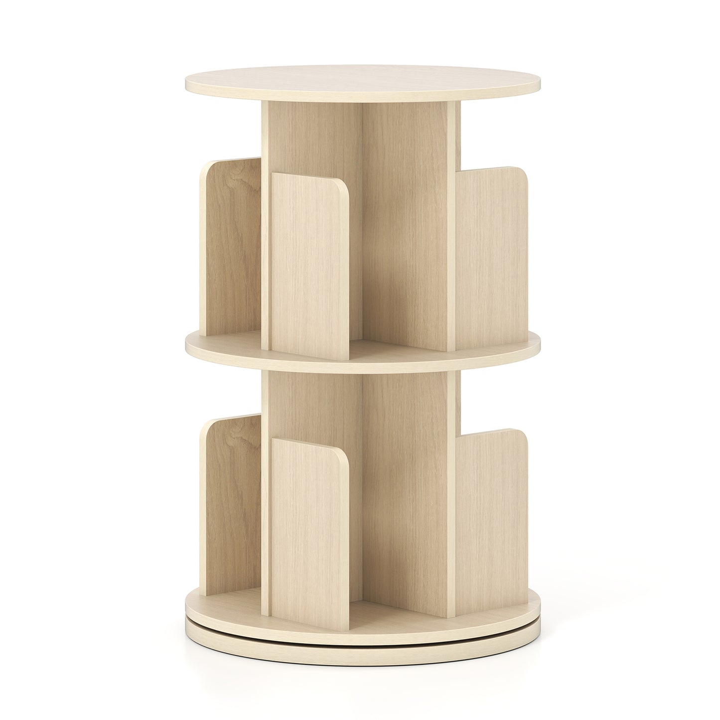 2-Tier Rotating Bookshelf With Dividers, Natural Bookcases at Gallery Canada