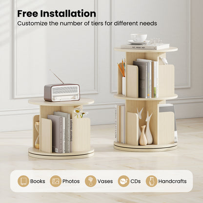 2-Tier Rotating Bookshelf With Dividers, Natural Bookcases at Gallery Canada