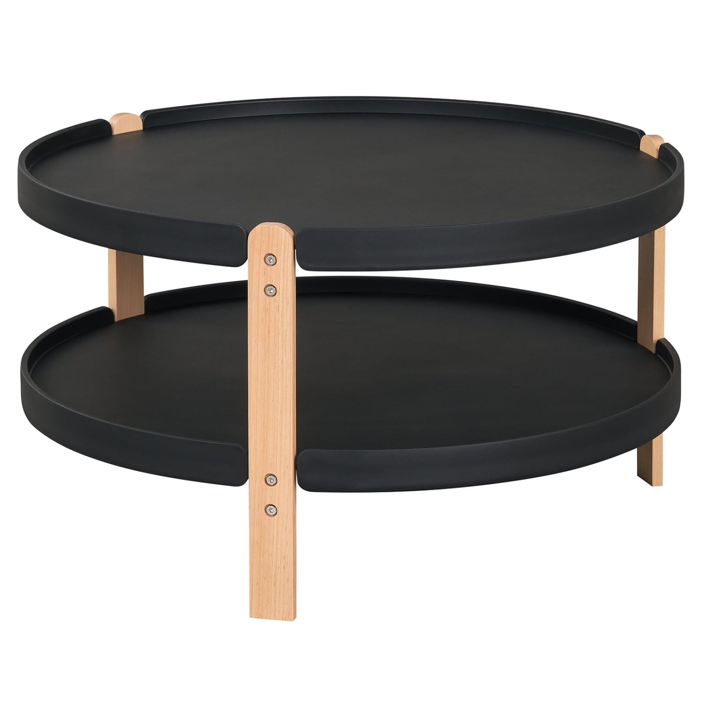 2-Tier Round Coffee Table, Open Shelf, Black Coffee Tables at Gallery Canada