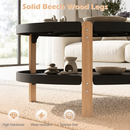2-Tier Round Coffee Table, Open Shelf, Black Coffee Tables at Gallery Canada