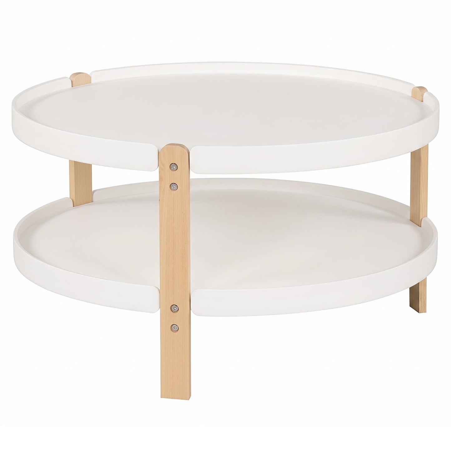 Round Coffee Table, 2-Tier, White Coffee Tables at Gallery Canada