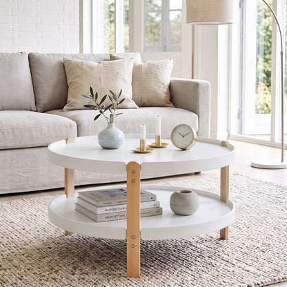 Round Coffee Table, 2-Tier, White Coffee Tables at Gallery Canada