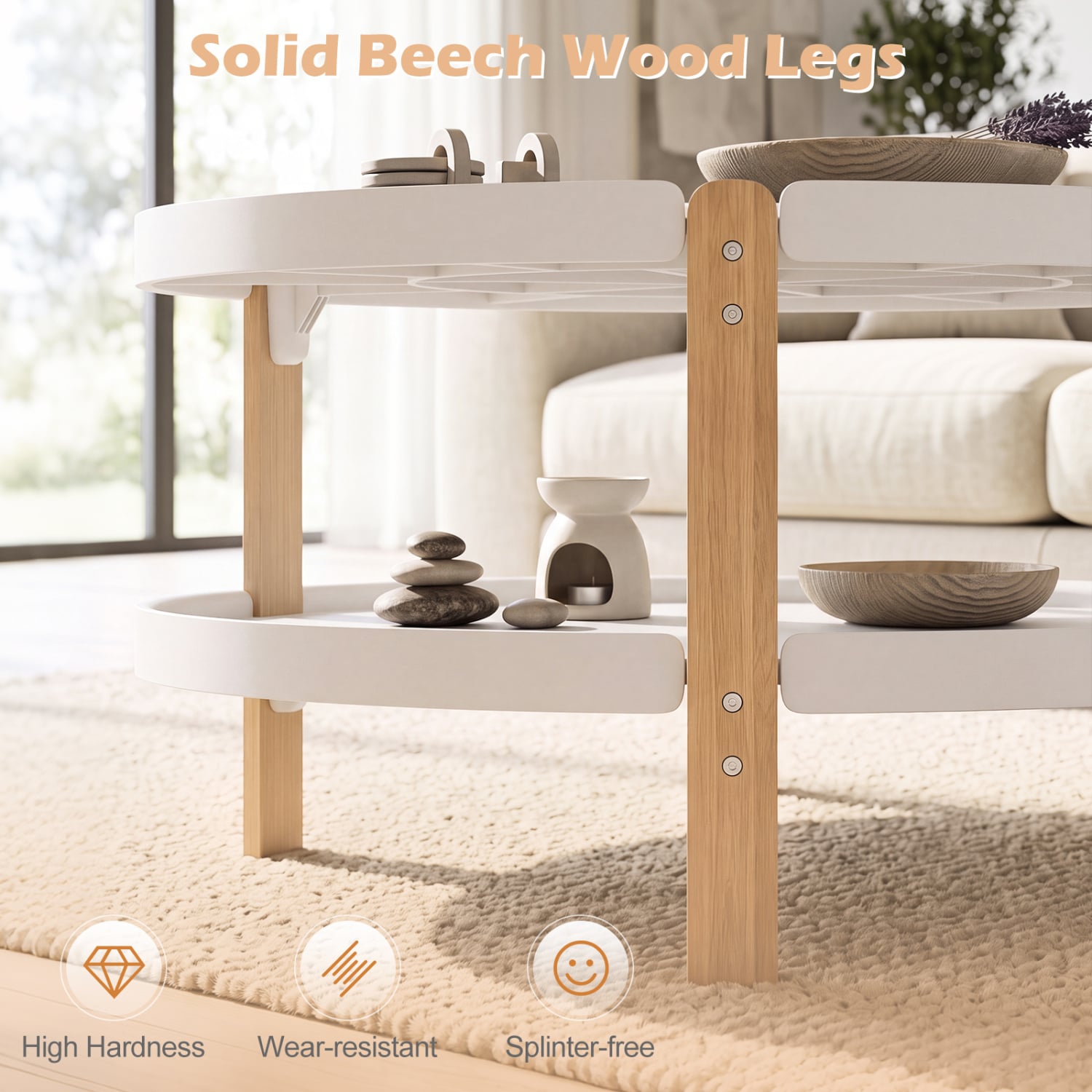 Round Coffee Table, 2-Tier, White Coffee Tables at Gallery Canada