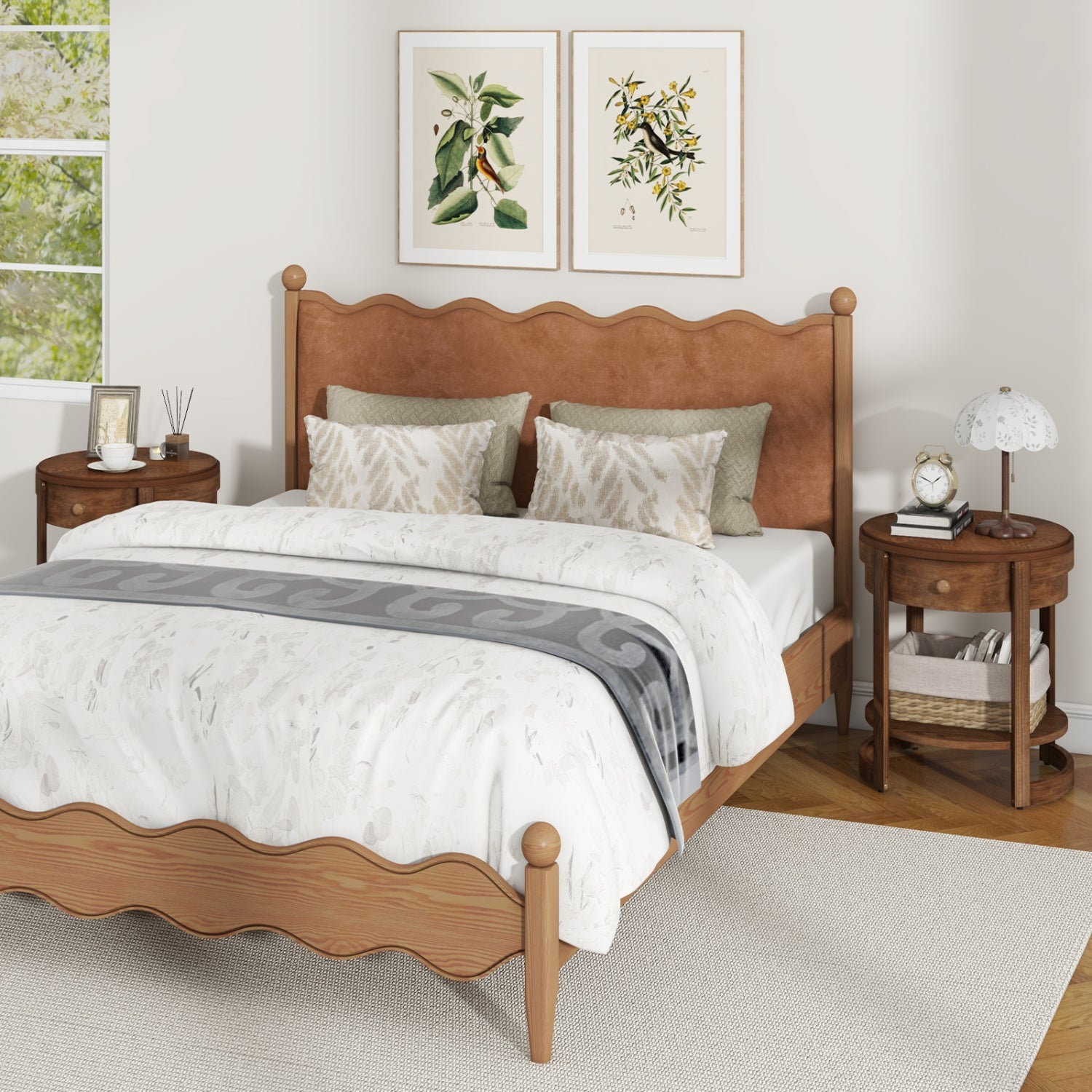 2-Tier Round End Table, Mid Century Modern Nightstand, Drawer And Shelf, Brown End & Side Tables at Gallery Canada