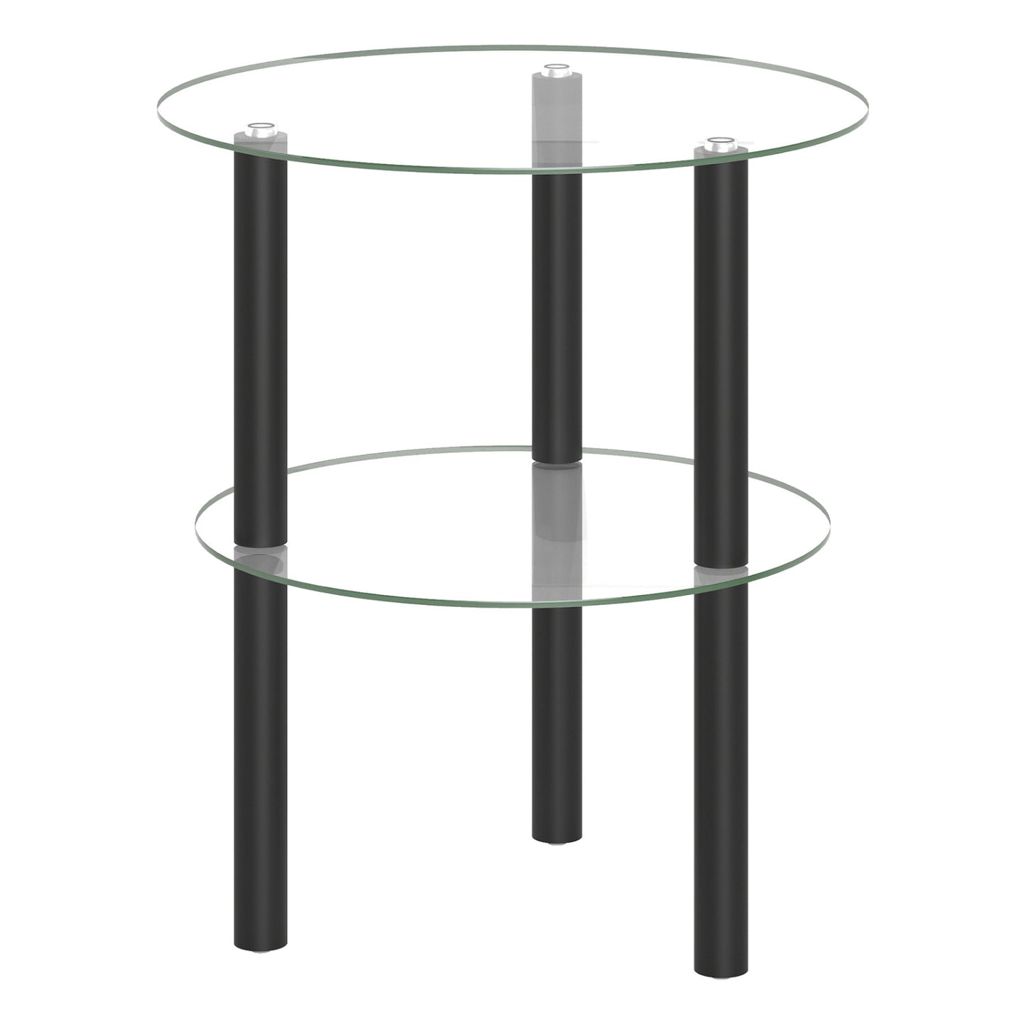 Two-Tier Round End Table, Clear Glass Top, Black End & Side Tables Black at Gallery Canada