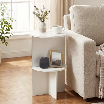 2-Tier Round Side Table with Storage Shelf, White End & Side Tables at Gallery Canada