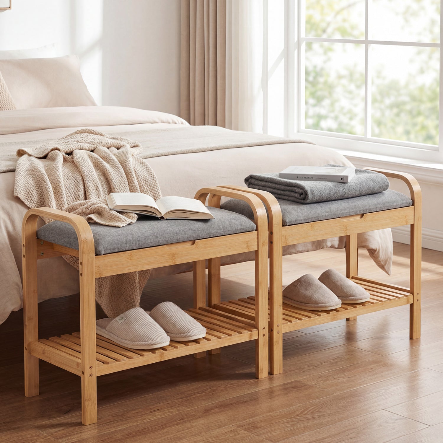 2-Tier Shoe Rack Bench, Flip-Top Storage, Natural Shoe Racks & Storage Benches at Gallery Canada