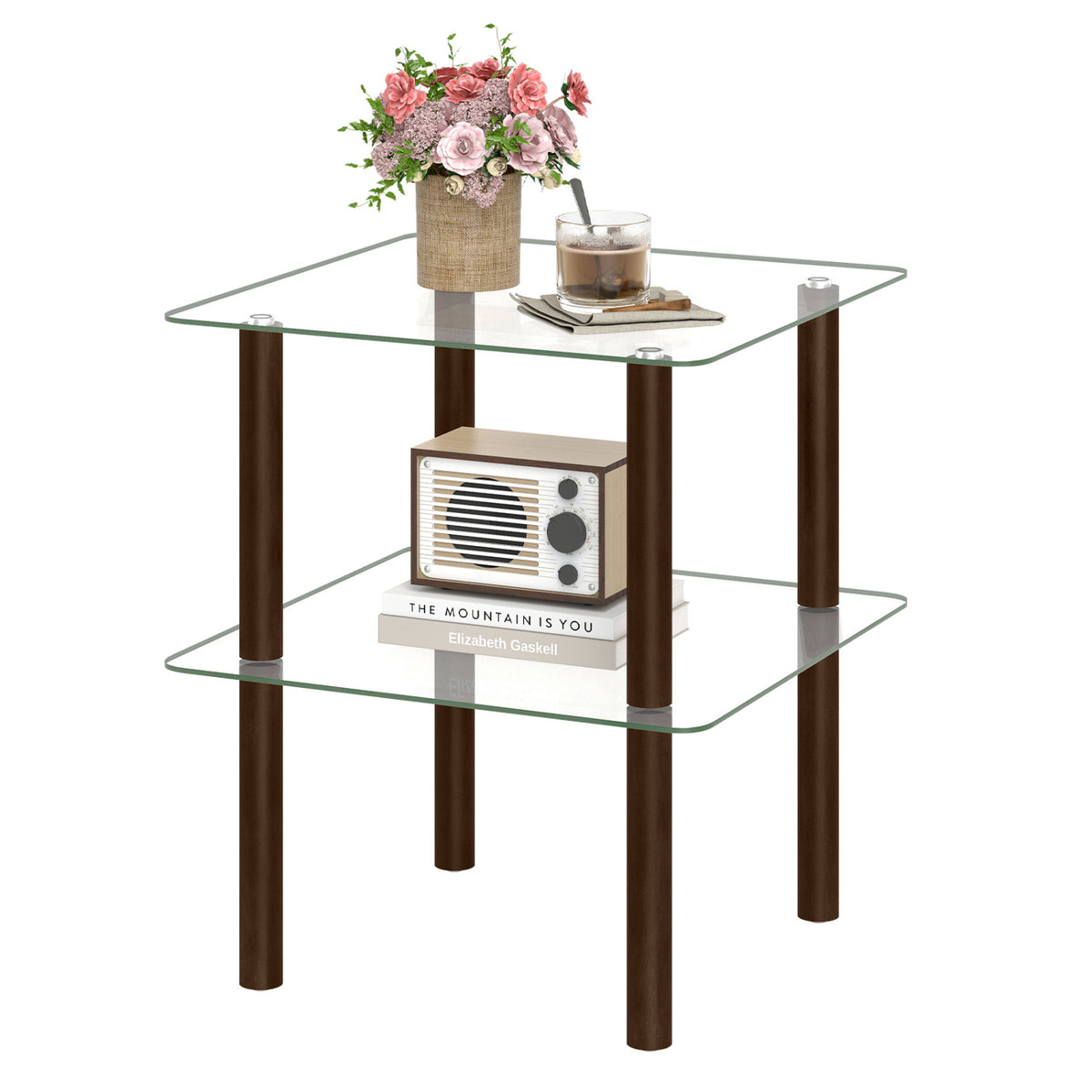 2-Tier End Table, Clear Tempered Glass Top, Brown End & Side Tables at Gallery Canada