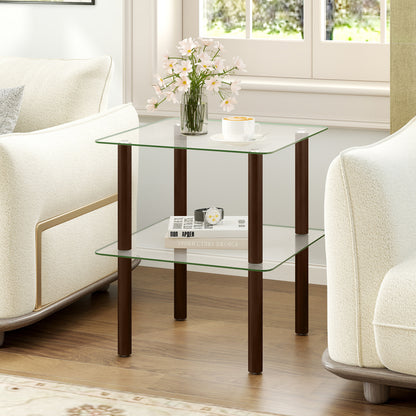 2-Tier End Table, Clear Tempered Glass Top, Brown End & Side Tables at Gallery Canada