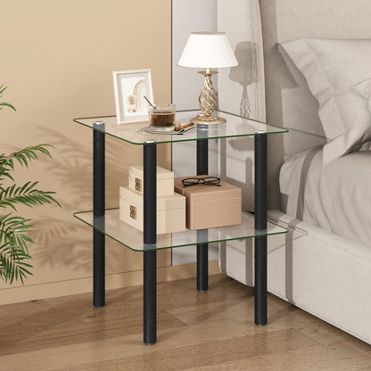 2-Tier Square End Table with Shelf, Black End & Side Tables at Gallery Canada