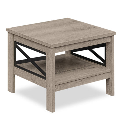 2-Tier Square Side Table With Storage Shelf, Oak End & Side Tables at Gallery Canada