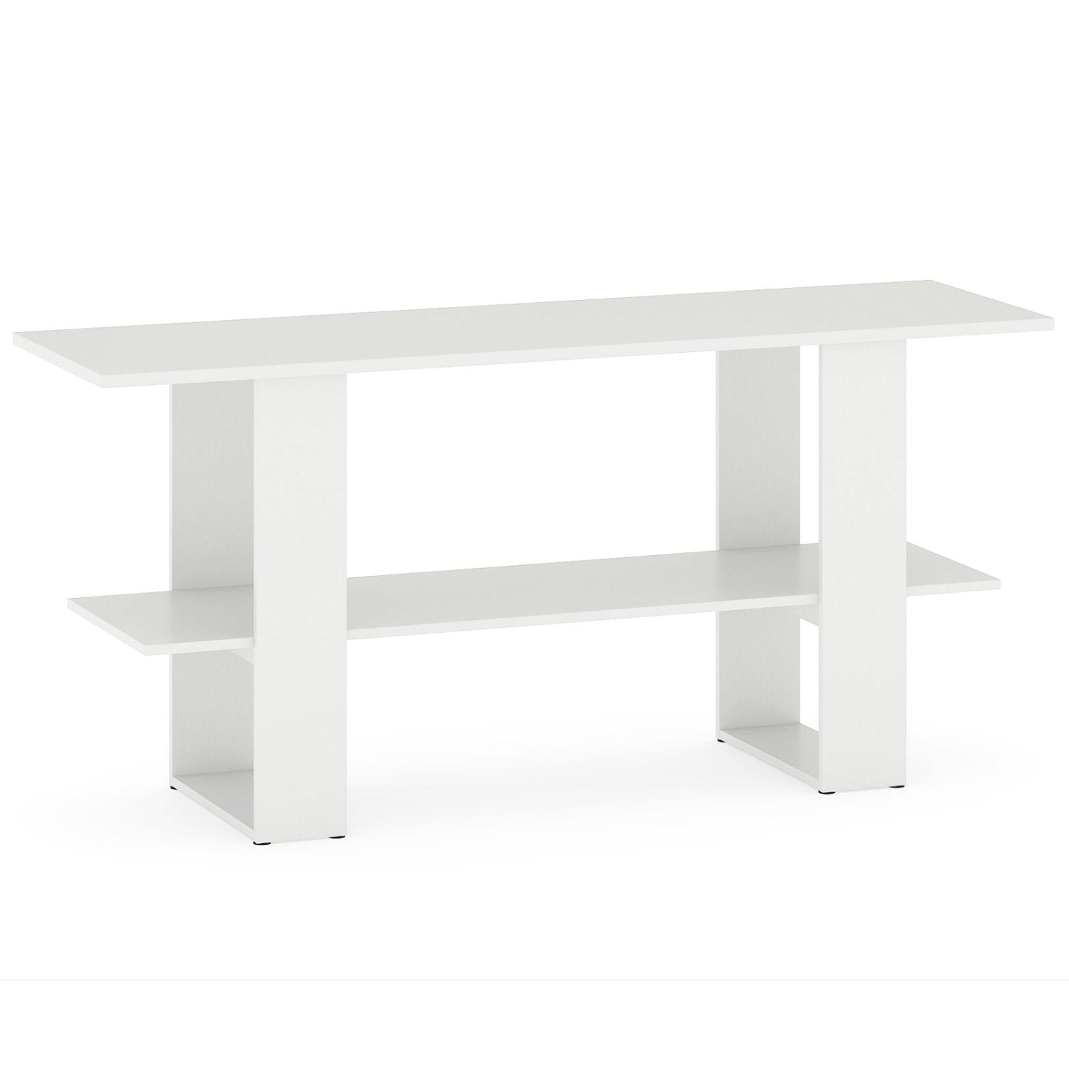 2-Tier TV Stand, 55 Inch, Storage Console Table, White Entertainment Centers & TV Stands at Gallery Canada