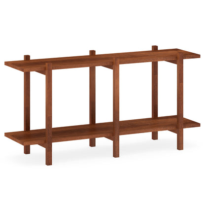 2-Tier Wood Bookshelf, Low Horizontal Rubberwood Bookcase, Walnut Bookcases at Gallery Canada