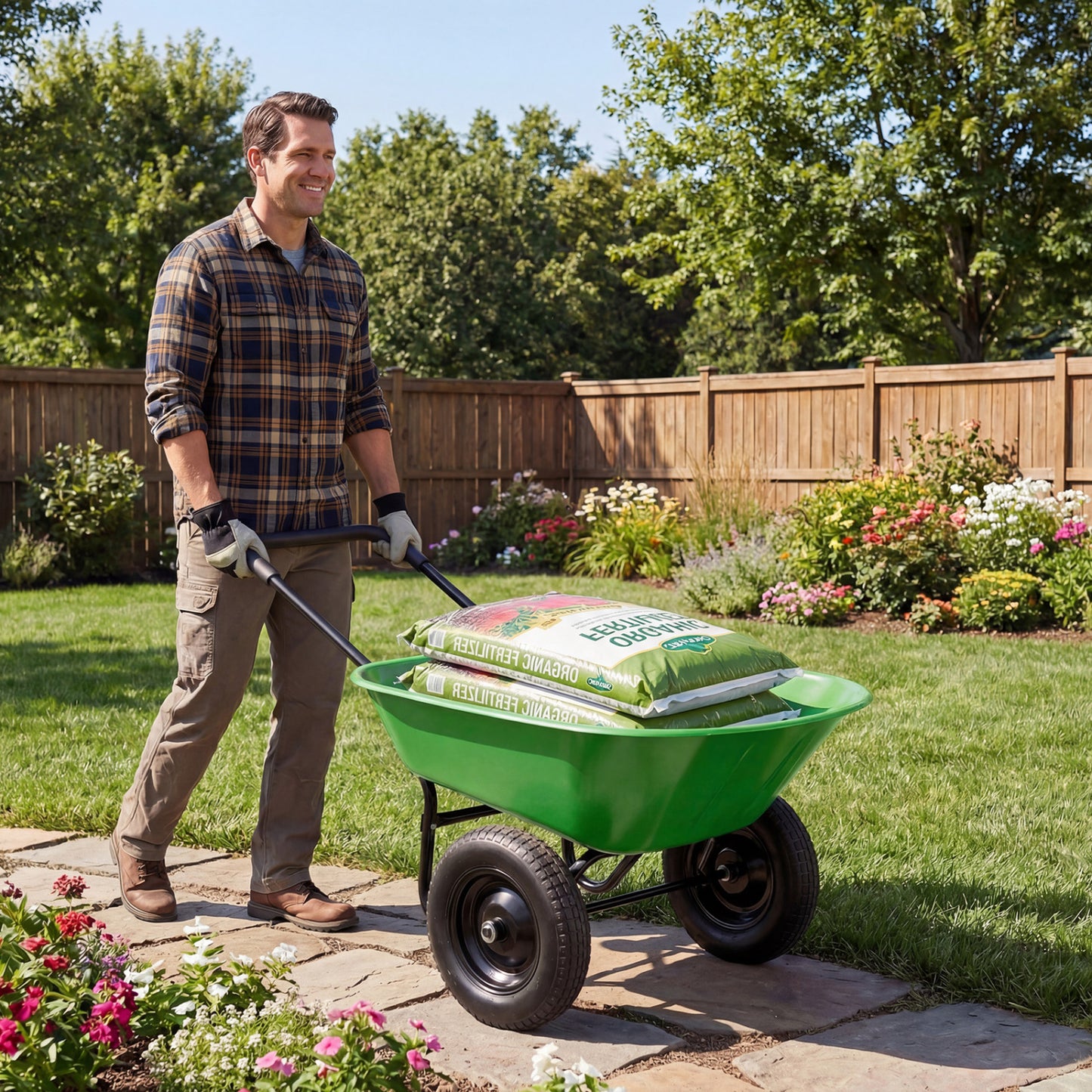 2 Tire Heavy-duty Dolly Utility Cart Wheelbarrow Garden Cart, Light Green Garden Carts at Gallery Canada