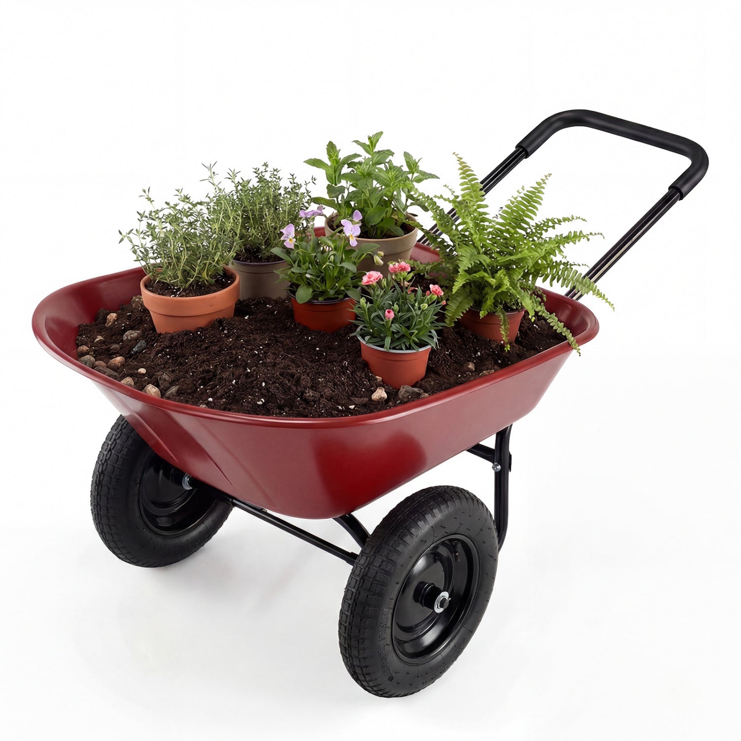 2 Tire Heavy-duty Dolly Utility Cart Wheelbarrow Garden Cart, Red Garden Carts at Gallery Canada