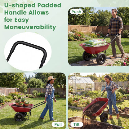 2 Tire Heavy-duty Dolly Utility Cart Wheelbarrow Garden Cart, Red Garden Carts at Gallery Canada