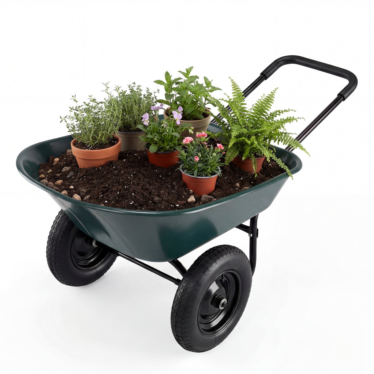 2 Tire Wheelbarrow Garden Cart, Heavy Duty Dolly Utility Cart, Green Garden Carts at Gallery Canada