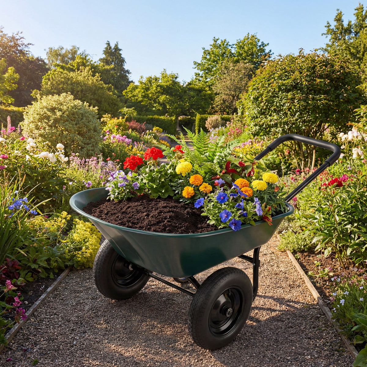 2 Tire Wheelbarrow Garden Cart, Heavy Duty Dolly Utility Cart, Green Garden Carts at Gallery Canada