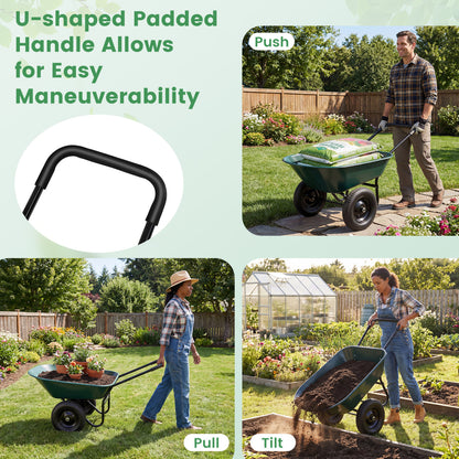 2 Tire Wheelbarrow Garden Cart, Heavy Duty Dolly Utility Cart, Green Garden Carts at Gallery Canada