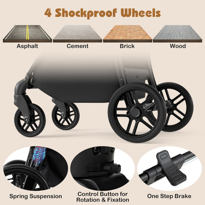 2-in-1 Baby Stroller with Bassinet Mode and Reversible Seat, Black Baby Strollers at Gallery Canada