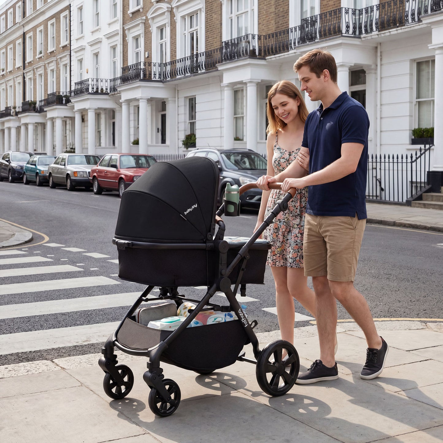 2-in-1 Convertible Baby Stroller with Car Seat Adapters, Black Baby Strollers at Gallery Canada