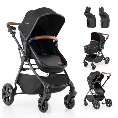 2-in-1 Convertible Baby Stroller with Car Seat Adapters, Black Baby Strollers Black at Gallery Canada