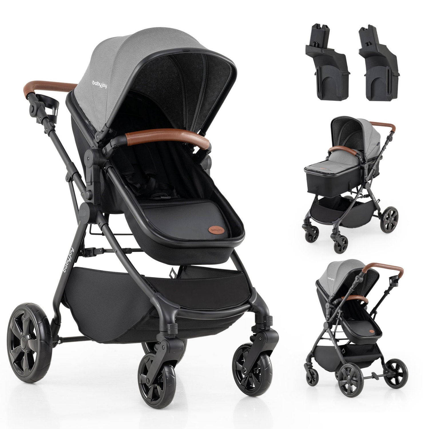 2-in-1 Convertible Baby Stroller, Gray Baby Strollers Gray at Gallery Canada