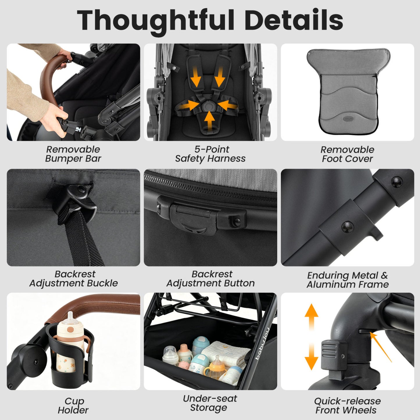 2-in-1 Convertible Baby Stroller, Gray Baby Strollers at Gallery Canada