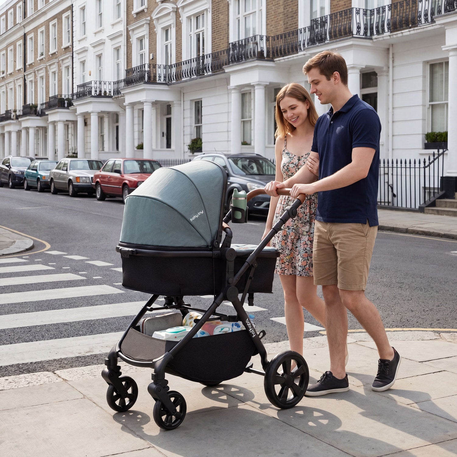 2-In-1 Convertible Baby Stroller, Turquoise Baby Strollers at Gallery Canada