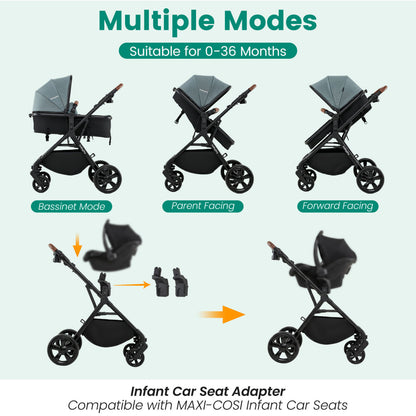2-In-1 Convertible Baby Stroller, Turquoise Baby Strollers at Gallery Canada
