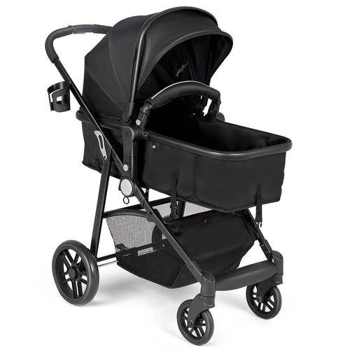 2 in 1 Foldable Pushchair Newborn Infant Baby Stroller, Black