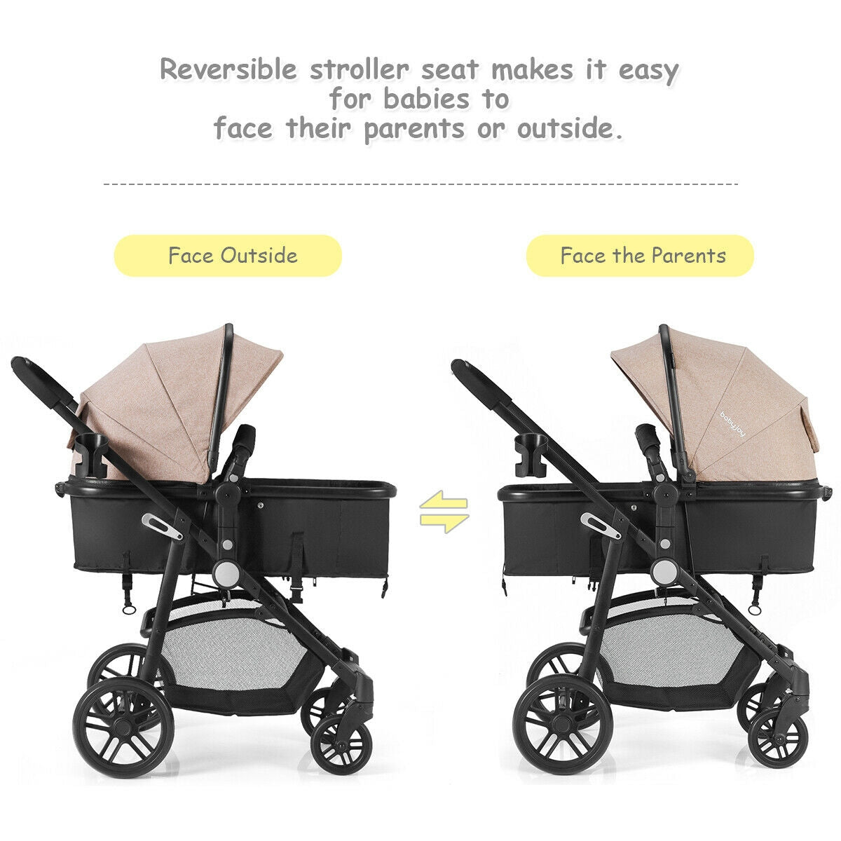 2 In 1 Foldable Newborn Baby Stroller, Coffee Baby Strollers at Gallery Canada
