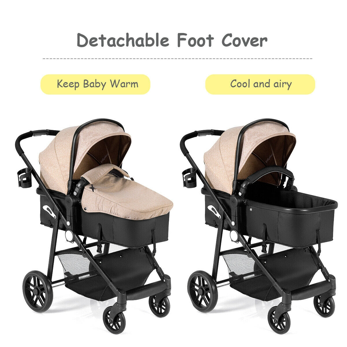 2 In 1 Foldable Newborn Baby Stroller, Coffee Baby Strollers at Gallery Canada
