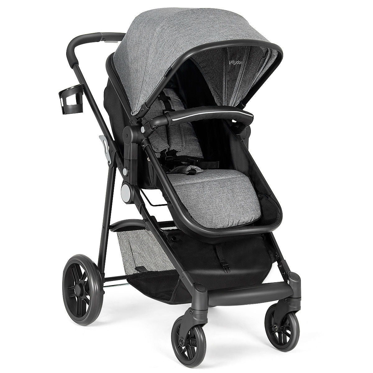 2 In 1 Foldable Newborn Baby Stroller, Gray Baby Strollers Gray at Gallery Canada