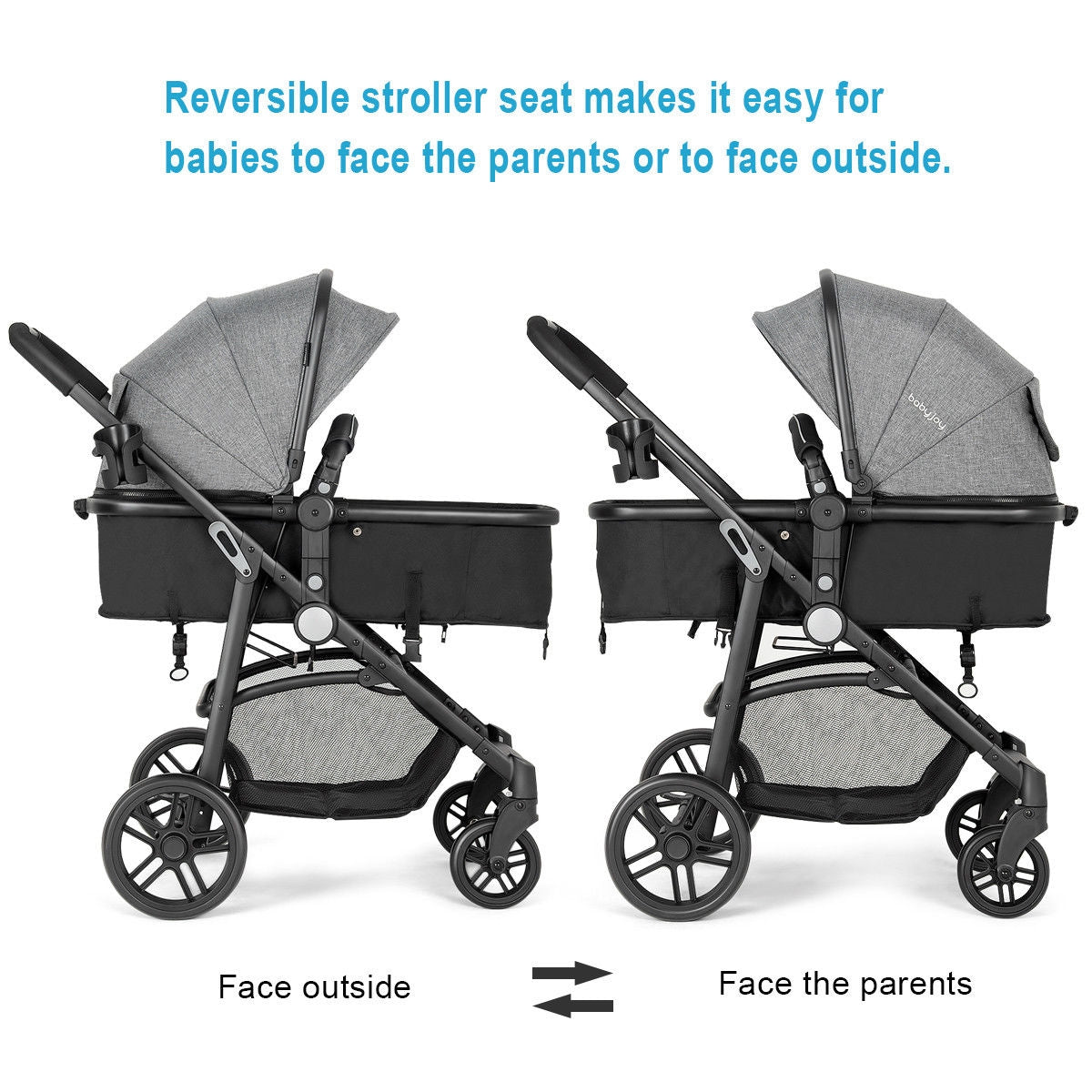 2 In 1 Foldable Newborn Baby Stroller, Gray Baby Strollers at Gallery Canada