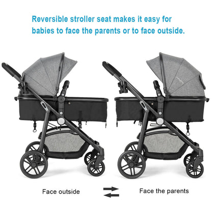 2 In 1 Foldable Newborn Baby Stroller, Gray Baby Strollers at Gallery Canada