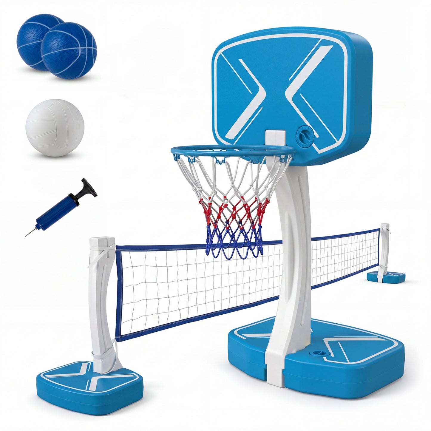 2-In-1 Pool Basketball Hoop & Volleyball Net, Blue Sport Equipments Blue at Gallery Canada