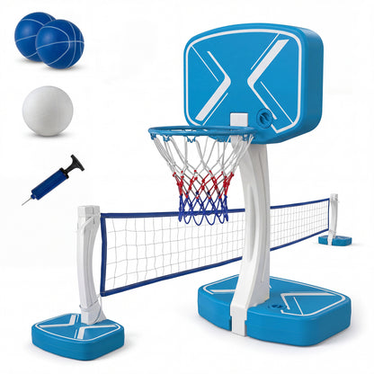 2-In-1 Pool Basketball Hoop & Volleyball Net, Blue Sport Equipments Blue at Gallery Canada